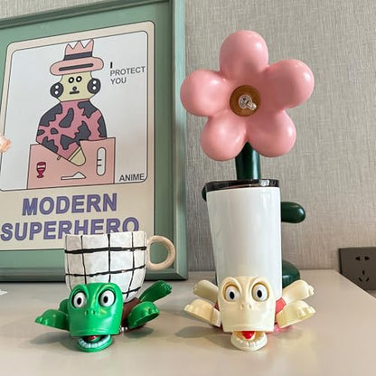 JOD® Turtle Coaster, 3D Printed Funny Tea Coasters with Interactive Expression, Turtle Cup Holder 2 PCs Cup Holder with Liftable Limbs & Expressive Face Tortoise Lover Gag Gifts(2pc-Green Pink) - color: 2pc-greenpink