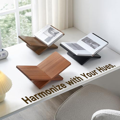 Solid Wooden Book Stand for Desktop Display & Reading –15.7" x 9.4" x 5.7” Extra Large Wood Open Book Holder for Cookbook, Bible, Recipe, Textbook, Magazine (N. American Black Walnut) - color: N. American Black Walnut