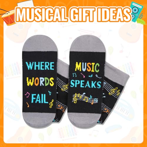 HAPPYPOP Music Gifts for Music Lovers - Guitar Saxophone Violin Socks for Musicians Players - color: Music Speaks