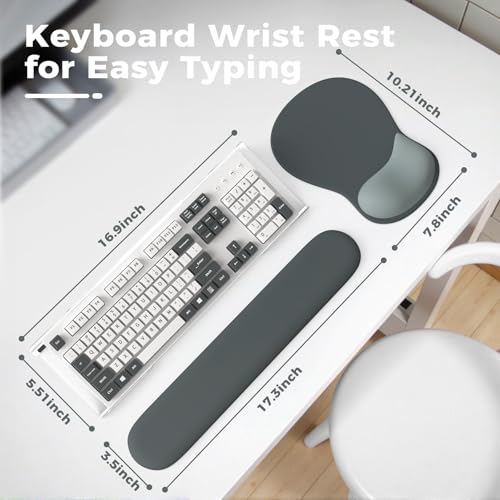 iCasso Keyboard Wrist Rest,Black Ergonomic Mouse Pad with Wrist Support,Acrylic Clear Keyboard Stand for Desktop,Non-Slip Mousepad Set for Office Home Gaming - color: Pure Black