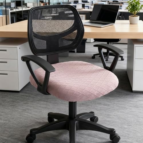 Stretch Jacquard Office Chair Cover, Removable Washable Desk Chair Cover, Anti-dust Seat Cushion Protectors - Pink Red - color: Pink, size: Chair Seat Cover