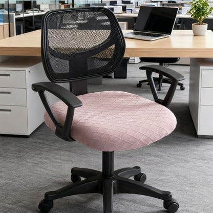 Stretch Jacquard Office Chair Cover, Removable Washable Desk Chair Cover, Anti-dust Seat Cushion Protectors - Pink Red - color: Pink, size: Chair Seat Cover