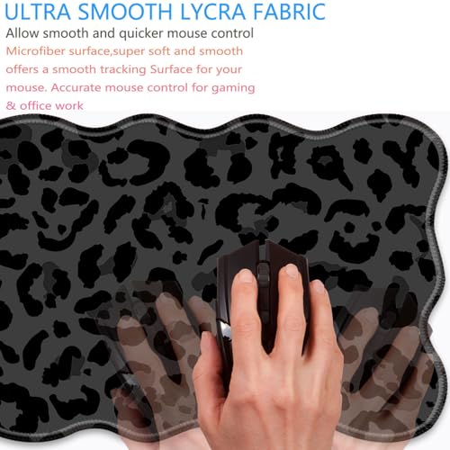 Bxgolkgd Desk Mat Set,Mouse Pad with Keyboard Wrist Rest & Mouse Wrist Rest,Wave-Shaped Design,Non-Slip Rubber Base,Ergonomic Desk Mat for Home,Office,Gaming,Black Leopard Print - color: Black Leopard Print