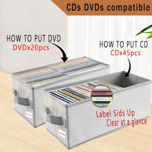 CD/DVD Storage Box Universal, Stackable CD/DVD Organizer with lid, Blu-ray disc Media Holder, Video Game Disk, Album, 4Pack can Hold 180cd / 80dvd Beige - size: 4pack beige