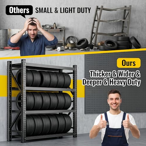 Heavy Duty Garage Shelving, 36" W x 16" D x 71" H, 3000 LBS Capacity, 4-Tier Adjustable Metal Storage Shelves, Reinforced Steel Storage Rack for Garage, Basement, Utility Room