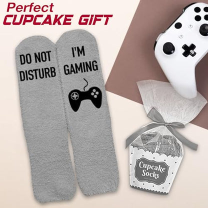 Gamers Gifts for Men, Boys - Gifts for Gamers - Gaming Socks, Stocking Stuffers for Men, Boyfriend, Son Gaming Novelty Socks - color: Grey