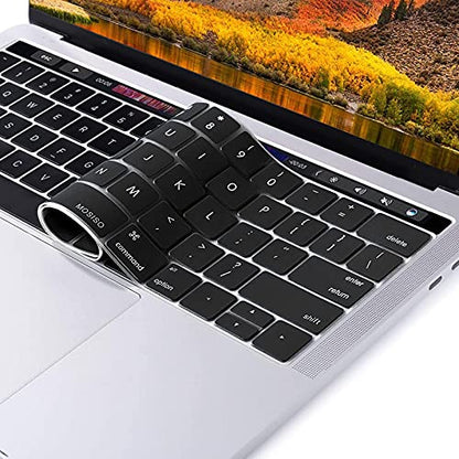 MOSISO Keyboard Cover Compatible with MacBook Pro with Touch Bar 13 and 15 inch 2019 2018 2017 2016 (Model: A2159, A1989, A1990, A1706, A1707), Silicone Skin Protector, Black
