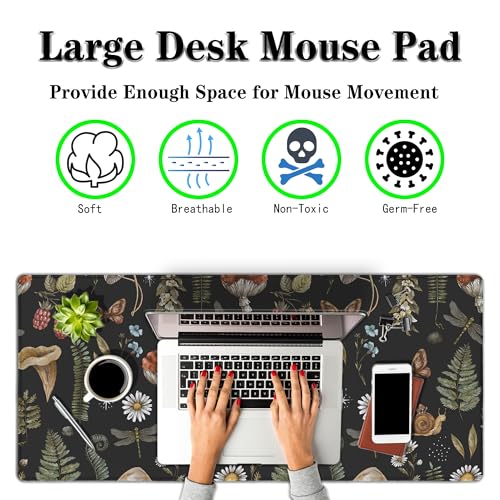 Office Desk Mat Desktop Pad Extra Large Mouse Pad Gaming Mousepad Mousepads XXL Non-Slip Rubber Base Waterproof with Stitched Edges 35.4" X 15.7" for Game Office, Vintage Woodland - color: Vintage Woodland