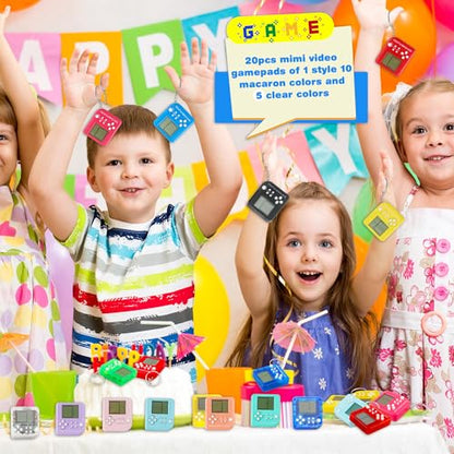30 Pack Mini Video Game Keychain Small Game Keychains Bulk for Birthday School Party Gifts Goodie Bag Fillers (Color Style 1) - color: Color Style 1