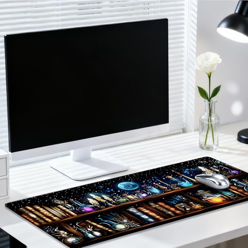 Magic School Witch Apothecary Skull Gaming Mouse Pad 35.4 x 15.7 Inches with Non-Slip Rubber Base, Smooth Cloth Surface Desk Keyboard Mat for Computer, PC, Laptop, Desktop - color: Magic School Witch Apothecary Skull