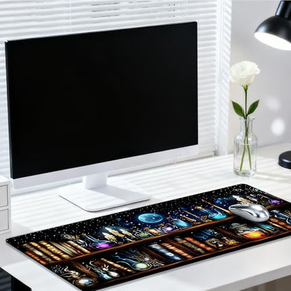 Magic School Witch Apothecary Skull Gaming Mouse Pad 35.4 x 15.7 Inches with Non-Slip Rubber Base, Smooth Cloth Surface Desk Keyboard Mat for Computer, PC, Laptop, Desktop - color: Magic School Witch Apothecary Skull