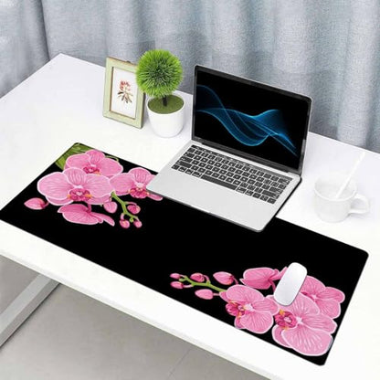Mouse Pad,Office Desk Mat Large Gaming Keyboard Pad Stitched Edges Washable Smooth Surface Control & Accuracy Extended Computer Mouse Mat (31.5X15.7In) Pink Purple Phalaenopsis - color: Pink Purple Phalaenopsis, size: 31.5L x 15.7W inches