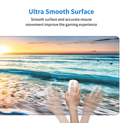 Large Mouse Pad Gaming Mousepad XL Sunrise Beach Wave Desk Mat Mouse Pad Long 31.5x11.8 in Extended Big Mousepad Waterproof Desk Pad with Non-Slip Base and Stitched Edges Computer Keyboard Mat - color: Sunrise Beach Wave