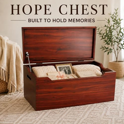 Hope Chest for Family Keepsake & Memory Storage, Fully Assembled, Mahogany - color: Keepsake Chest - Mahogany