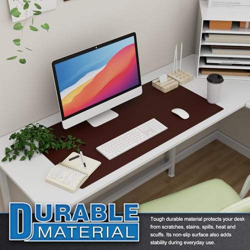 K KNODEL Large Office Leather Desk Mat, Mouse and Keyboard Pad, Computer and Laptop Mat, Desktop Protector and Cover, Writing Pad and Blotter (31.5"x15.7", Dark Brown) - color: Dark Brown, size: 31.5" x 15.7"