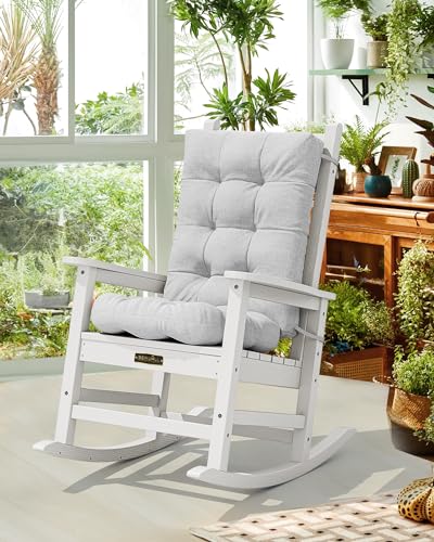 SERWALL HDPE Outdoor Rocking Chair Cushion Set of 2, Memory Foam Cushion Gray - color: 2*light Gray, size: cushions