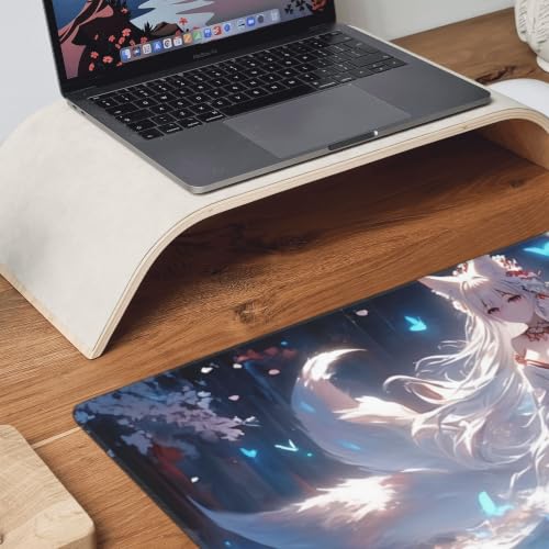 Japanese Mouse Pad, Moon and Cloud Desk Mat, Aesthetic Gaming Desk Pad 35.4 x 15.7 Inch, Non-Slip Rubber Base with Stitched Edges for Office and Gaming - color: Green And Gold
