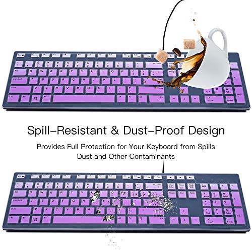 Keyboard Cover for KB216 Wired & Dell KM636 Wireless Keyboard/Dell Optiplex 5250 3050 3240 5460 7450 7050/ Dell Inspiron AIO 3475/3670/3477 All-in one Desktop Keyboard Skin, Ombre Pinkish Purple - color: Ombre Pinkish Purple