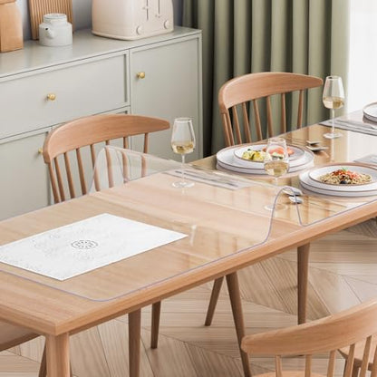 VEVOR Plastic Table Cover, 42 x 96 Inch 1.5 mm Thick Clear Rectangle PVC Desk Mat Protector, Waterproof & Easy Cleaning Desk Pad Tablecloth, for Office Dresser, Dining Room, Night Stand - size: 96" x 42" (Rectangular)