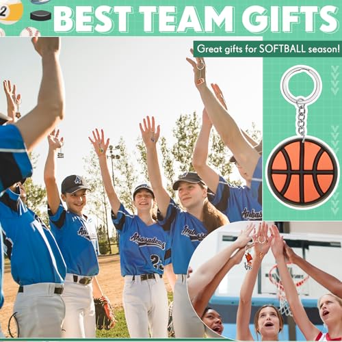 Batiyeer 36 Pack Basketball Keychains Bulk Basketball Party Favors Sports Key Chains Funny Ball Key Ring for Women Men Sport Team Players Birthday Carnival Prizes Gift Fillers - style: Sport