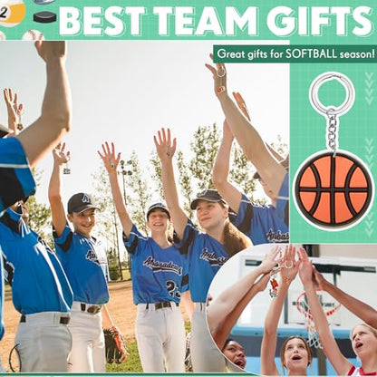 Batiyeer 36 Pack Basketball Keychains Bulk Basketball Party Favors Sports Key Chains Funny Ball Key Ring for Women Men Sport Team Players Birthday Carnival Prizes Gift Fillers - style: Sport
