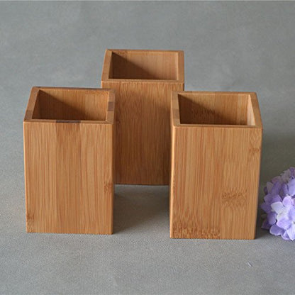 Bamboo Wood Desk Pen Pencil Holder Stand Multi Purpose Use Pencil Cup Pot Desk Organizer