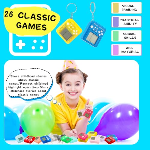 30 Pack Mini Video Game Keychain Small Game Keychains Bulk for Birthday School Party Gifts Goodie Bag Fillers (Color Style 1) - color: Color Style 1