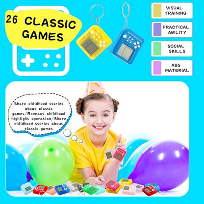 30 Pack Mini Video Game Keychain Small Game Keychains Bulk for Birthday School Party Gifts Goodie Bag Fillers (Color Style 1) - color: Color Style 1