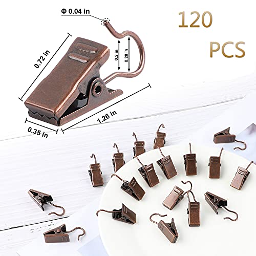 JANYUN 120 Pack Clip Hook Set Stainless Curtain Clips for Curtain Photos Home Decoration Art Craft Dispaly Hang Clip (Copper) - color: Copper
