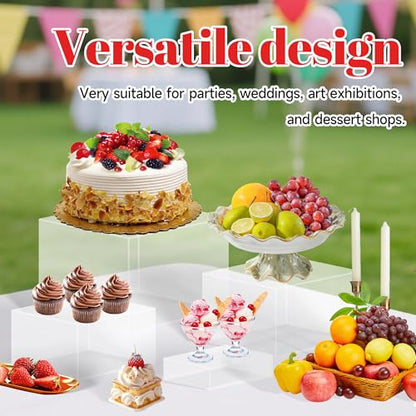 8 Buffet Risers Acrylic Cube Display Stands Box Risers with Hollow Bottoms Dessert Table Display Set Food Nesting Risers for Buffet Table, Cupcake Candy Food, Parties, Brunch, Weddings (Transparent, 6pcs-5''6''7''8''9''10'') - color: Transparent, size: 6p