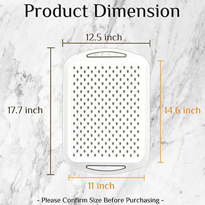 17.7" x 12.5" Anti-Slip Serving Trays with Handles, 3 Pcs X-Large Rectangular Food Serving Tray for Lap, Food Trays for Eating on Couch, Breakfast Tray, Reusable and Durable, White - color: White