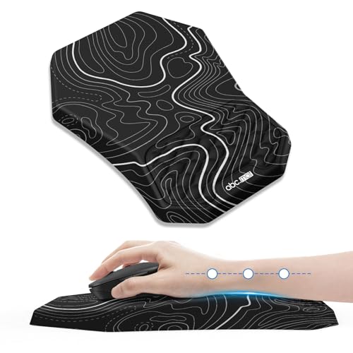 Ergonomic Mouse Pad Wrist Rest Support, Massage Design Surface for Carpal Tunnel Pain Relief, Memory Foam, Non-Slip PU Base for Computer Desk, Topographic Contour - color: Topographic