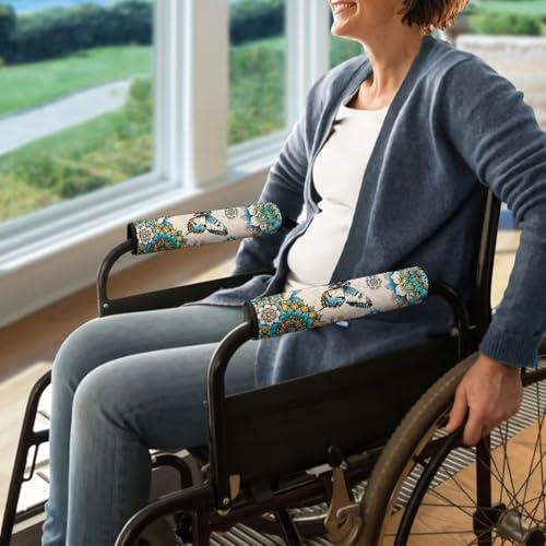 Wheelchair Armrest Pads Boho Butterfly Wheel Chair Accessories Adults 2 Pack Wheelchair Arm Pads for Office Transport Chair Pressure Relief - color: Boho Butterfly