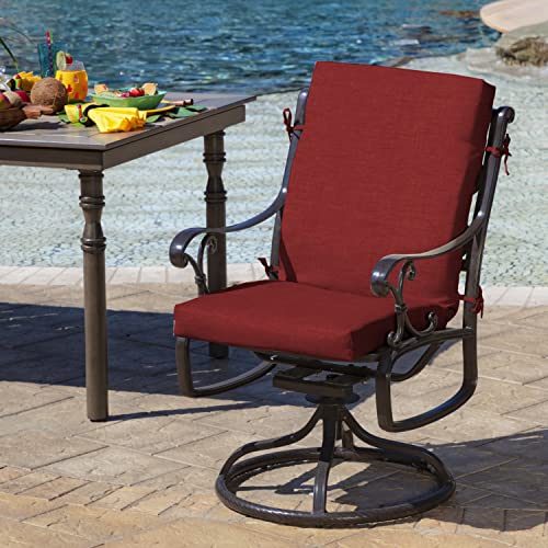 Arden Outdoor Midback Chair Cushion, 18 x 16.5, Water Repellent, Fade Resistant 18 x 16.5, Ruby Red Leala - color: Ruby Red Leala