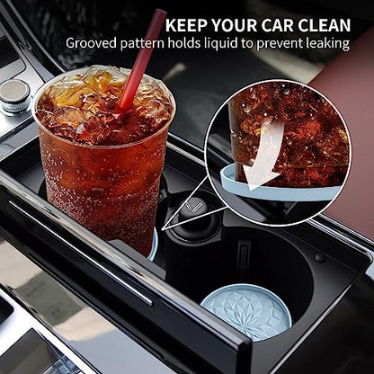 ME.FAN Car Coasters for Cup Holders [4 Pack] - 2.75In Silicone Auto Mug Mats - Universal Non-Slip Recessed Car Interior AccessoriesEther - color: 4 Pack-ether