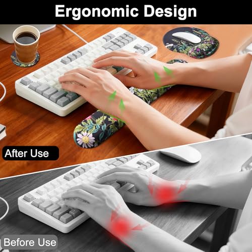 Keyboard Wrist Rest Mouse Pad with Wrist Support, Gaming Mousepad with Non-Slip Base, Ergonomic Mouse Wrist Arm Cushion Support for Home Office Laptop Computer, Easy Typing for Pain Relief, Grass - color: Grass