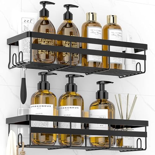 WOWBOX Shower Caddies 2 Pack - Adhesive Hanging Shower Shelf - Bathroom Organizers and Storage, No Drilling Stainless Shower Shelves for Home Decor, Bathroom Accessories - size: Large
