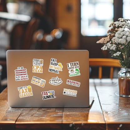 10pcs Accountant Sticker Sheet, Cute Vinyl Decals for CPAS, Bookkeepers, and Accounting Students, Waterproof, UV-Resistant, for Laptop, Water Bottle, Notebook, Calculator, Clipboard (Design 3) - color: Design 3