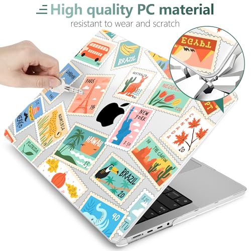 DONGKE Compatible with MacBook Pro 16 Inch Case (2026-2021 Release, M5 M4 M3 M2 M1 Pro/Max Chip), Plastic Hard Shell Cover with Keyboard Cover & Screen Protector for MacBook Pro 16", Post Stamps - color: Post Stamps