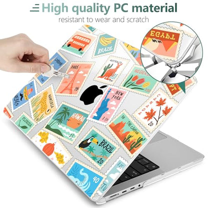 DONGKE Compatible with MacBook Pro 16 Inch Case (2026-2021 Release, M5 M4 M3 M2 M1 Pro/Max Chip), Plastic Hard Shell Cover with Keyboard Cover & Screen Protector for MacBook Pro 16", Post Stamps - color: Post Stamps
