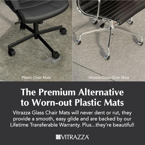 Vitrazza Glass Chair Mat 36” x 42 ” Superior ¼ Thick, Luminoso Low-Iron Ultra Clear, Certified Tempered Safety Glass, Delivers a Smooth Glide, Protects Carpet or Wood, Beautiful in Home or Office - color: Luminoso (Low Iron Ultra Clear), size: 36" x 42"