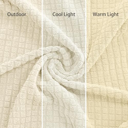 2025 New Stretch Loveseat Sofa Slipcovers Couch Cover for 2 Cushion Furniture Protector Sofa Covers with Elastic Bottom Small Checks for Pets, Kids - Beige - color: Beige, size: Loveseat