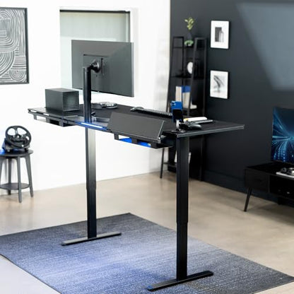 VIVO Black 71 x 30 in Stand Up Desk, DESK-KIT-1B6-P3B-71 | Electric, Holds 220 lbs, Sit Stand, Height Adjustable Table, Cable Tray, Full-Size Mouse Pad, Office Furniture, Black Frame - color: Black Top / Black Frame, size: 71 x 30