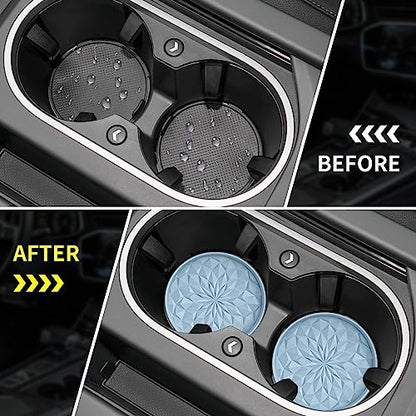 ME.FAN Car Coasters for Cup Holders [4 Pack] - 2.75In Silicone Auto Mug Mats - Universal Non-Slip Recessed Car Interior AccessoriesEther - color: 4 Pack-ether