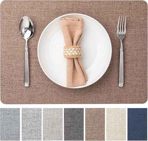 Baroyal Faux Leather Placemats Set of 6 Vinyl Washable Wipeable Table Mats for Kitchen Dining Table Heat Resistant Waterproof Modern Indoor/Outdoor Placemats Non-Slip Easy Clean Place Mats (Cocoa) - color: C-cocoa