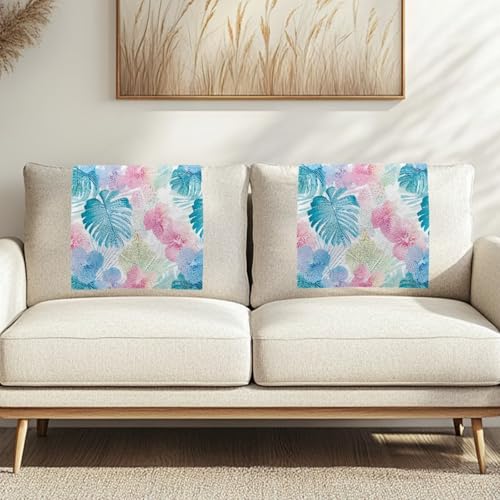Colorful Palm Leaf Hibiscus Print Recliner Headrest Protectors, Anti-Wear Sofa Headrest Protective Cover for Furniture Slipcovers Headrest Cover for Sofa Furniture Chair Theater Seat - color: Colorful Palm Leaf Hibiscus