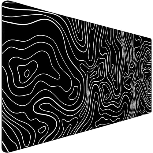 Large Mouse Pad, Big Desk Mat Large Office Desk Pad, Durable Extended Mouse Mat 31.5"x15.7" Mousepad with Non-Slip Rubber Base & Stitched Edge for Home Office Work, White Line - color: White Line, size: 31.5" x 15.7"