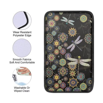 Wanyint Bohemian Flower Dragonfly Car Center Console Cover, Armrest Cover for Car, Auto Armrest Cushion Seat Box Pad for Most Cars Trucks and SUV - color: Bohemian Flower Dragonfly