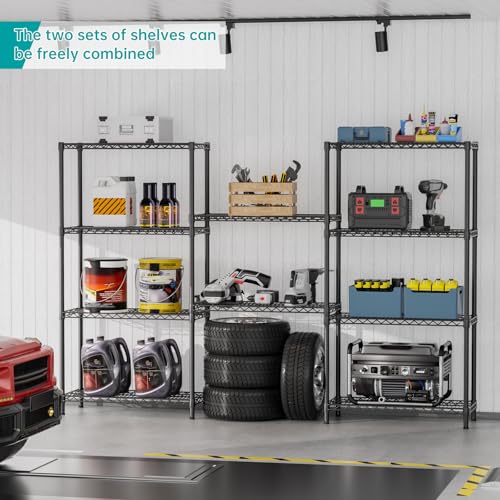 SINGAYE Shelf Closet Wire Shelving：Adjustable Metal Unit for Laundry Room Organization Bathroom Kitchen Home Garage Storage Pantry Rack Shelves - color: Black, size: 5Tier-14"Dx36"Wx72"H