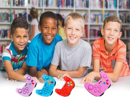 24 Packs Bulk Game Controllers Mini pop Fidget Keychain，Birthday Party Favors Supplies and Classroom Summer Student Prize Gifts